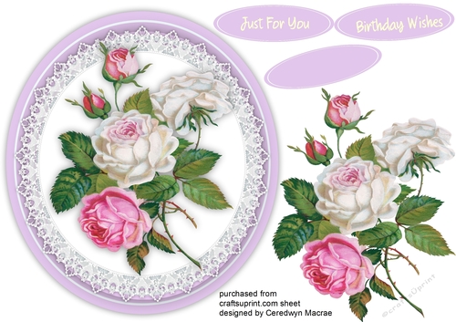 Beautiful Roses on a lilac Oval Mat