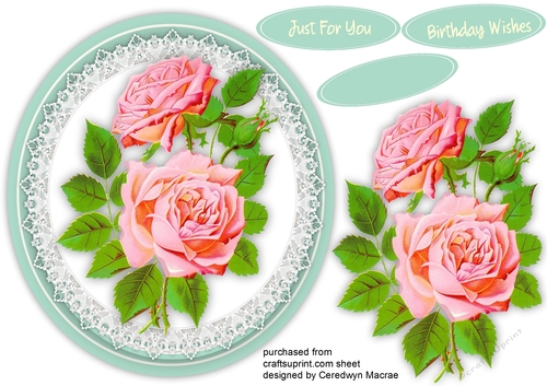 Beautiful Roses on a  Oval Mat