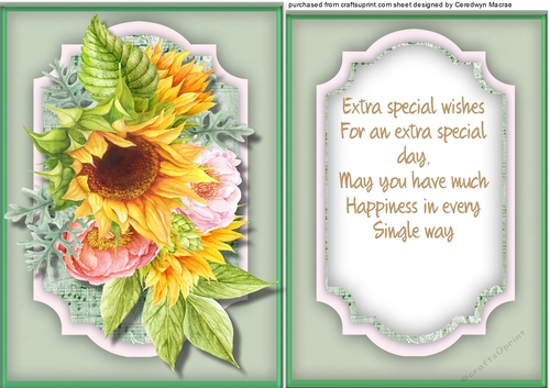 Rosesand Sunflowers on Sheet Music with Birthday Verse 5