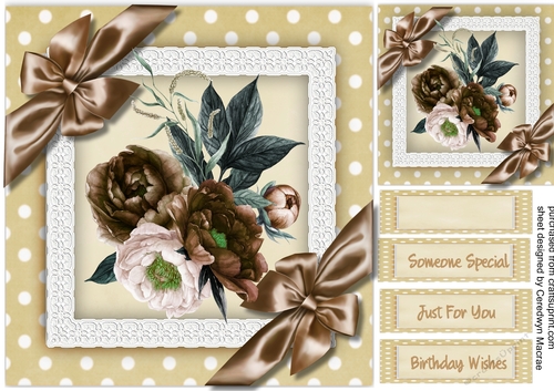 Beautiful Coffee roses on a lace frame 