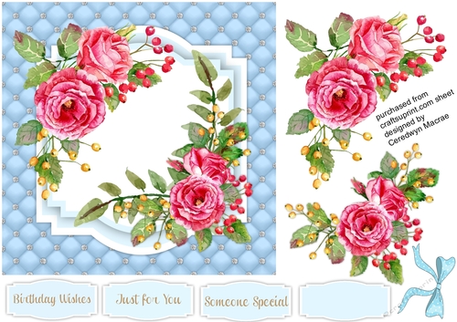 Beautiful Vintage Roses on Shaped Mat 