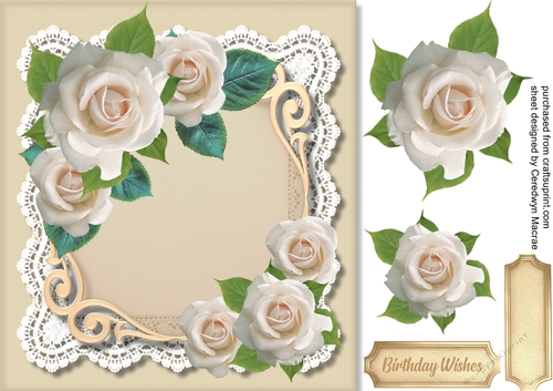 Beautiful Cream Roses on a Ornate mat 