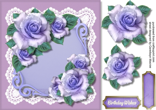 Beautiful Lilac Roses on a Onate Mat