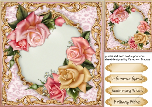 Beautiful Downton Roses in a Gold Frame 