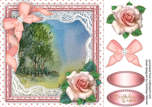 Beautiful  Meadow in vintage lace frame 