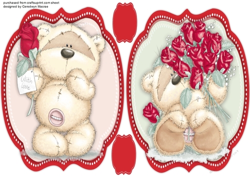 2, Lovely Valentine or  Romantic  Teddy Toppers