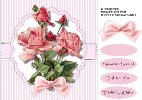 Pink Roses on a Scalloped Mat