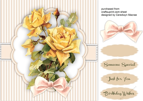 Yellow Roses on a Scalloped Mat