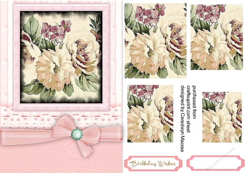 Beautiful Cream Roses on a Wood Mat 