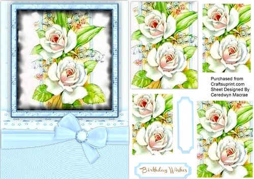 Beautiful White   Roses and lily of the valley on a Wood Mat 