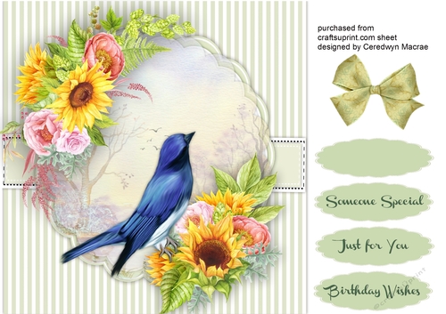 Beautiful Flycatcher and Sunflowers 
