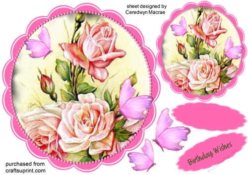 Pink Roses and Butterflys 