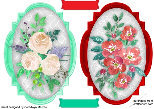 Water Coloured Roses on lace 1