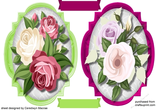 Water Coloured Roses on lace  2