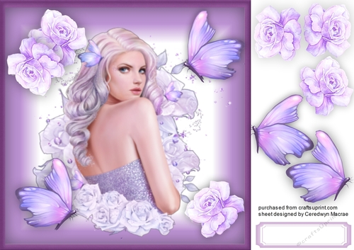 Glamour Girl With Roses and Butterflys