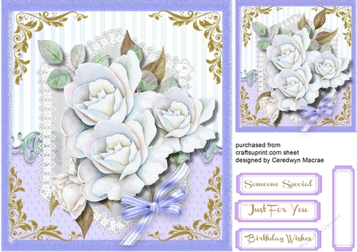 Beautiful White French Roses on lace 