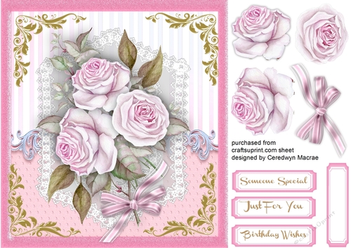 Beautiful French  French Roses on lace 