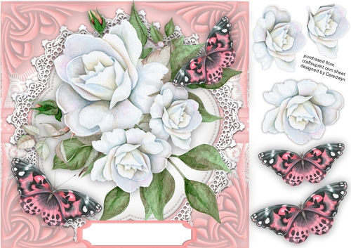 White Roses Roses  on Vintage Lace  6