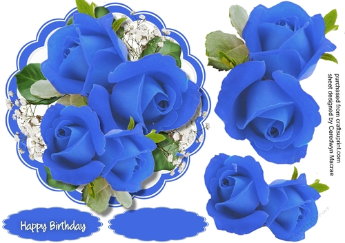 Deep Blue Roses and Babys Breath  5