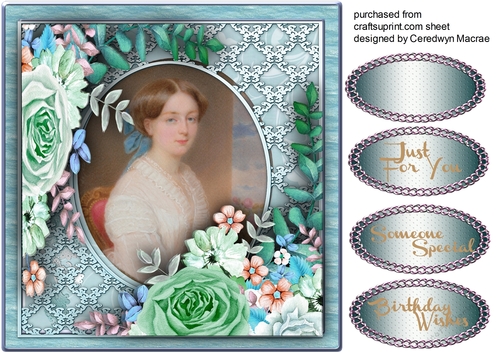 Vintage lady on Aqua lace mat 