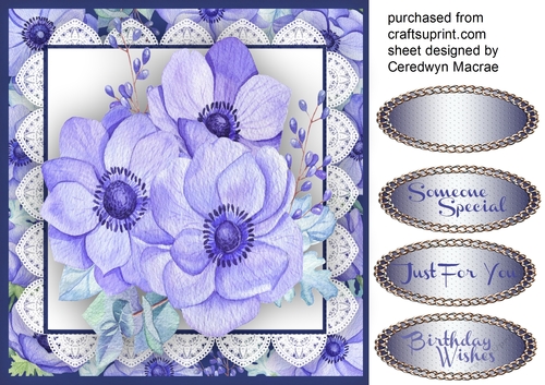 Beautiful Lilac Anemones on lace 
