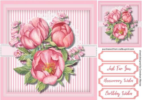 Pink Peonys and Hollyhocks
