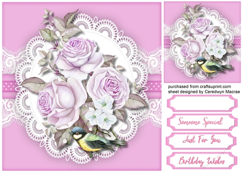 Pale Pink Roses on lace 