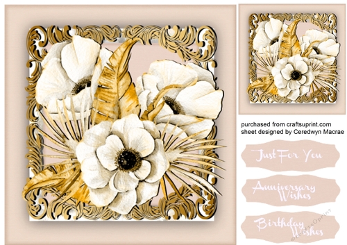 Beautiful  Vintage Anemones and Golden Leaves