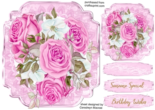 Blush Roses on Ornate Mat 