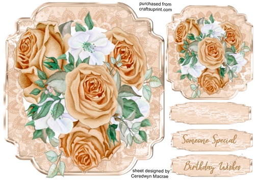 Coffee and Cream Roses on Ornate Mat 
