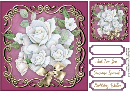 White Roses on a Wine Mat 