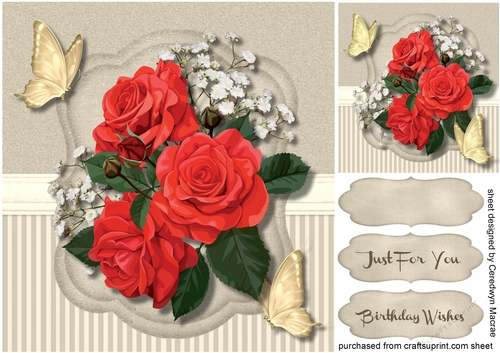 Red Roses and  Gold Butterflys 