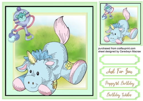 Cute Blue Baby Unicorn 1 