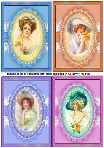 4 lovely Scalloped Vintage Ladys 