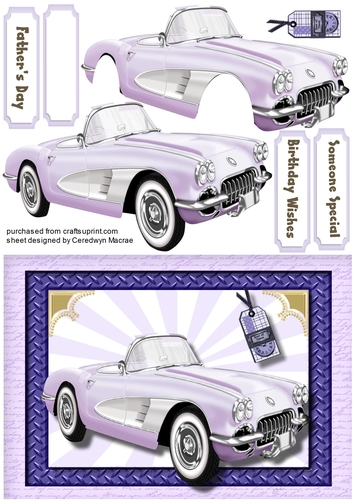 Its A Mans World ? , Lilac Retro Car 