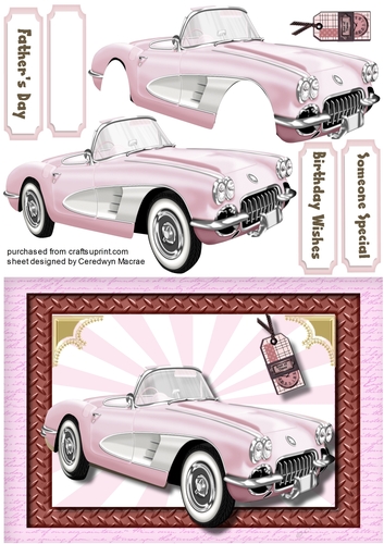Its A Mans World ? , Pink Retro Car 