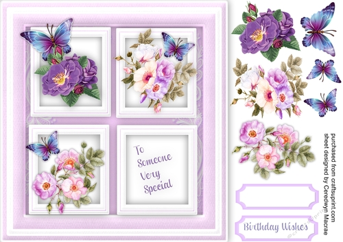Lilac Roses and butterflys 