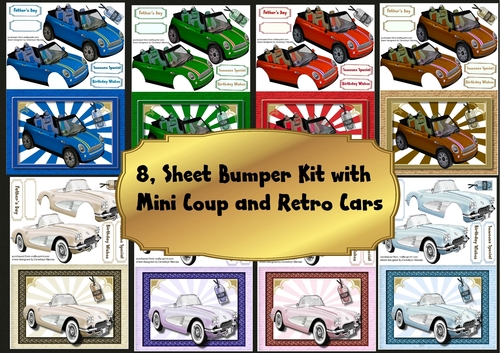 8, Sheet Bumper kit with Mini Coup and retro cars 