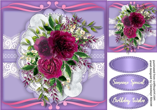 Beautiful  Burgandy  Roses on lace 