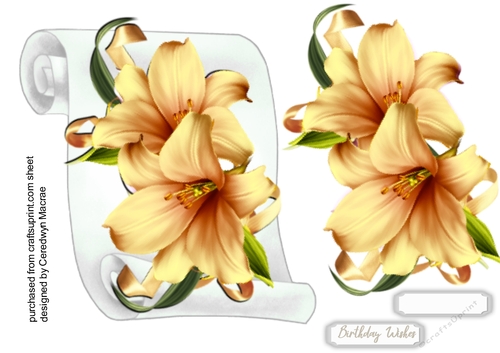 Gold  Lillys on a scroll mat 