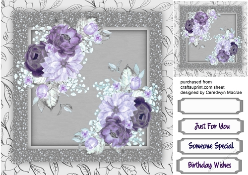 Beautiful Mono with lilac Roses 