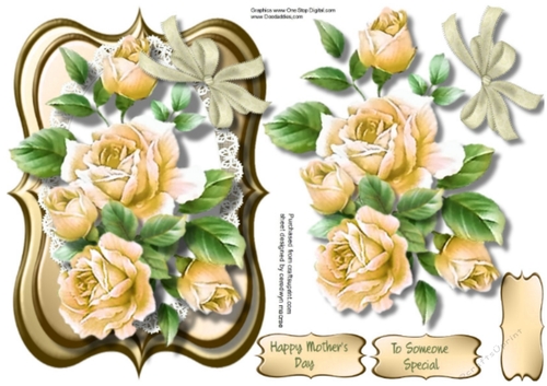 Beautiful Cream Roses on a Bracket Mat 