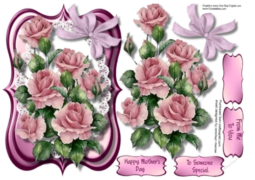 Beautiful Pink  Roses on a Bracket Mat 