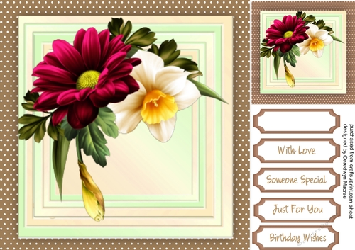 Beautiful Dahlias on Polka dot mat 
