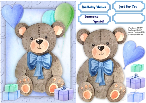 Lovely Teddy Blue with presents 