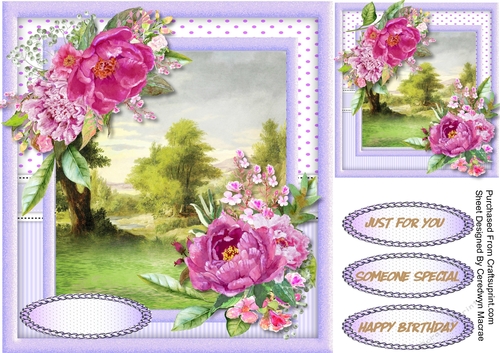 Pink Peonys and Summer Scene 