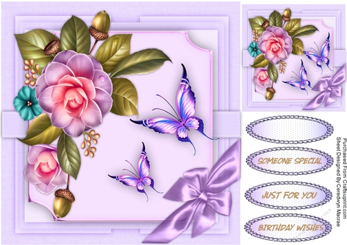 Lilac Camelias and Butterflys 