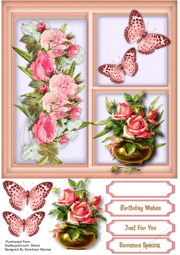 Pink Roses and Butterflys