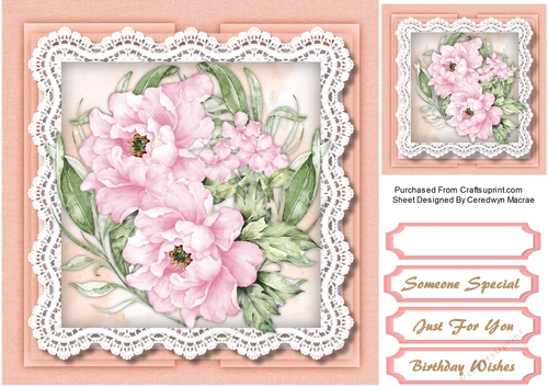 Pink Peonys on lace 