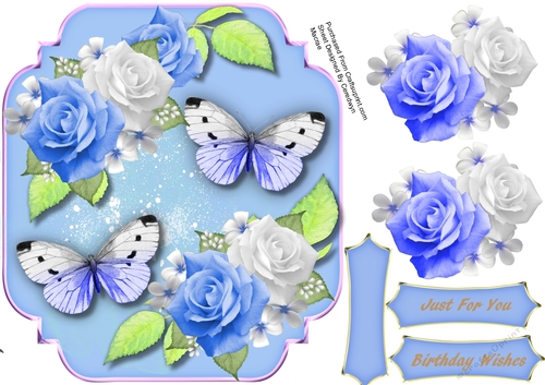Butterflys and Blue Roses  